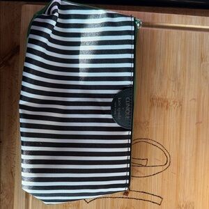 Clinique Striped Cosmetic Bag with Green Trim